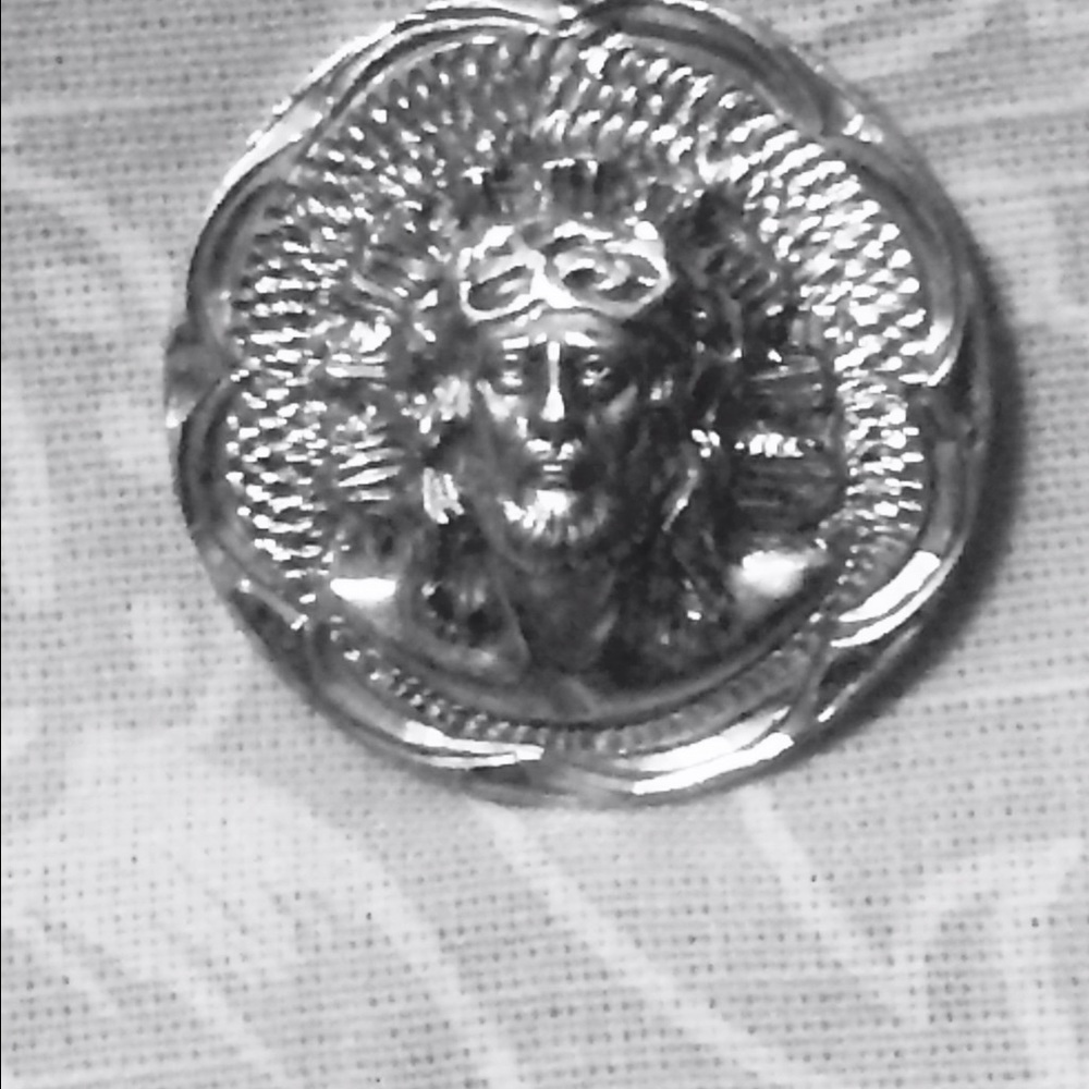 Silver vintage  1944 peso pendant w Jesus.